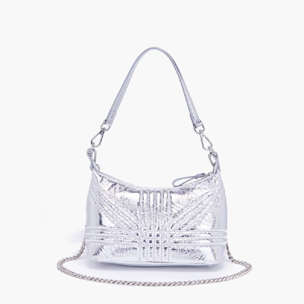 La Carrie MINI BORSA A SPALLA SHINY SILVER Spedizione Gratuita