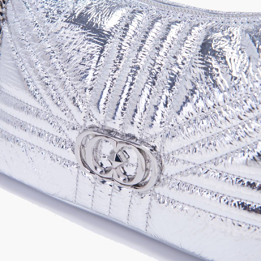 La Carrie MINI BORSA A SPALLA SHINY SILVER Spedizione Gratuita