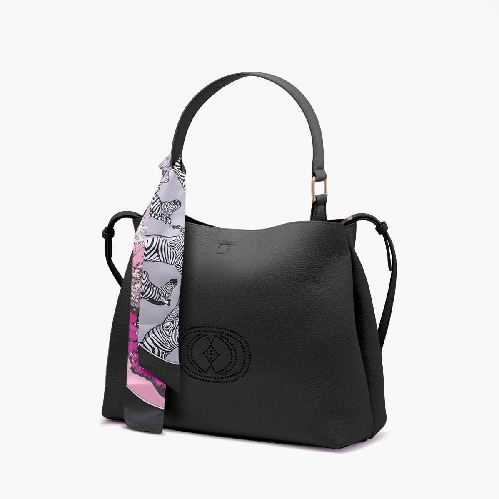 La Carrie BORSA SHOPPING DRILLED NERA Qualità Garantita