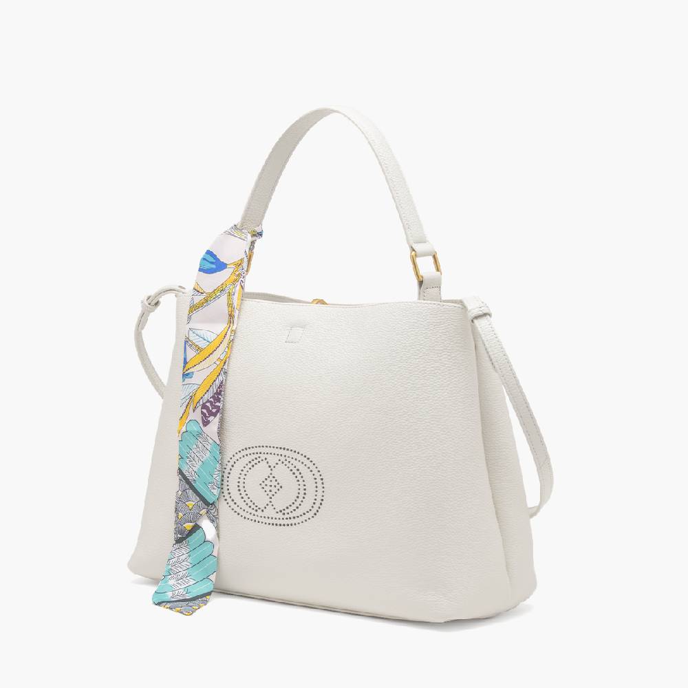 La Carrie BORSA SHOPPING DRILLED CREMA Negozi Online