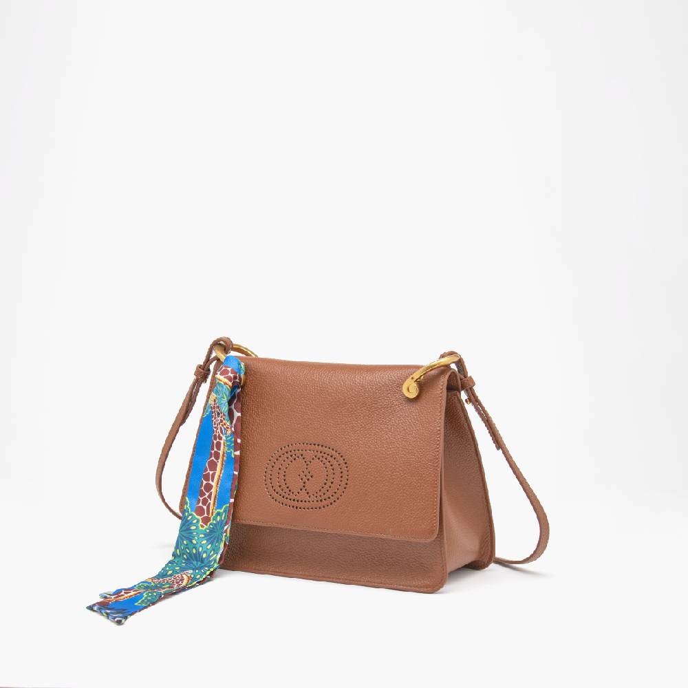 La Carrie BORSA A SPALLA DRILLED CUOIO Presa