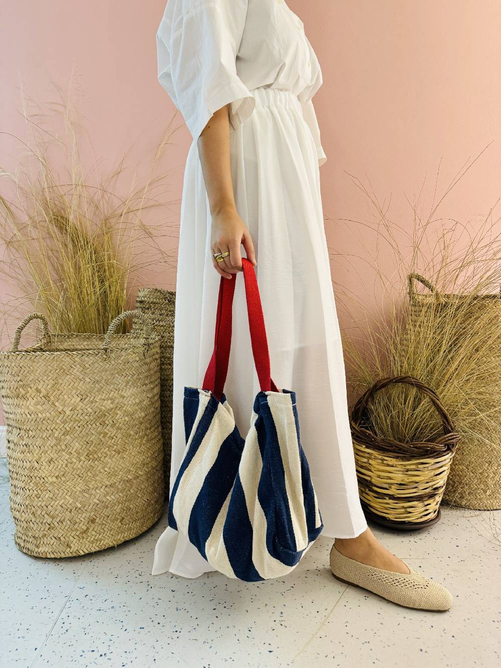 La Sellerie Portofino bag blu righe larghe Convenienza