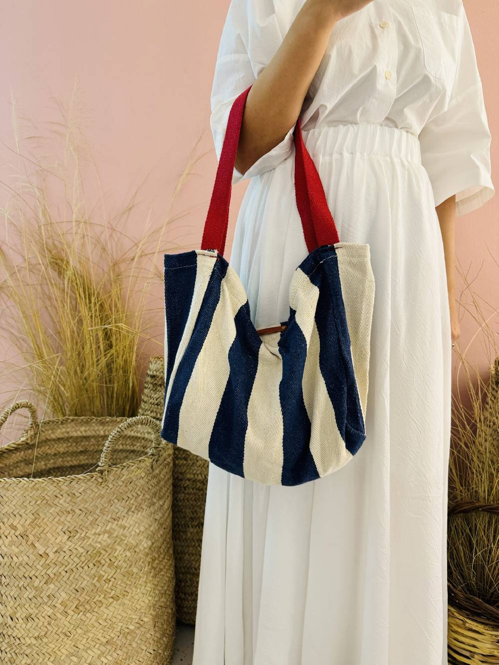 La Sellerie Portofino bag blu righe larghe Convenienza