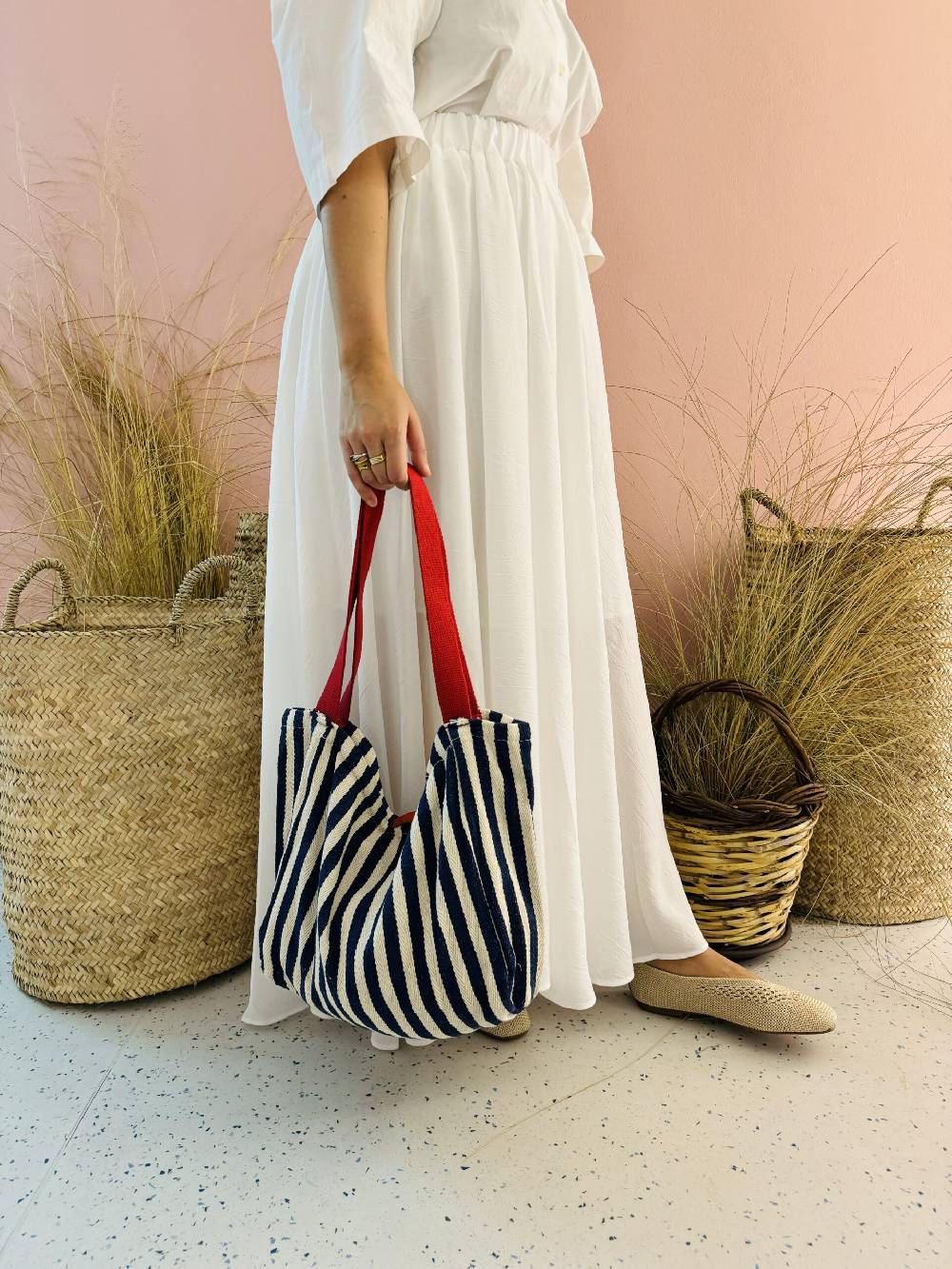 La Sellerie Portofino bag blu righe strette Novità