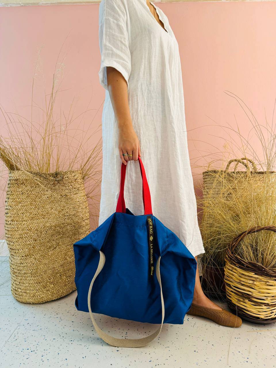 La Sellerie POP BAG Shantung blu Nuovo