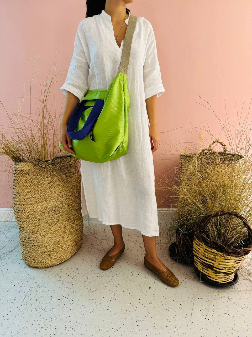 La Sellerie POP BAG Shantung verde mela Qualità