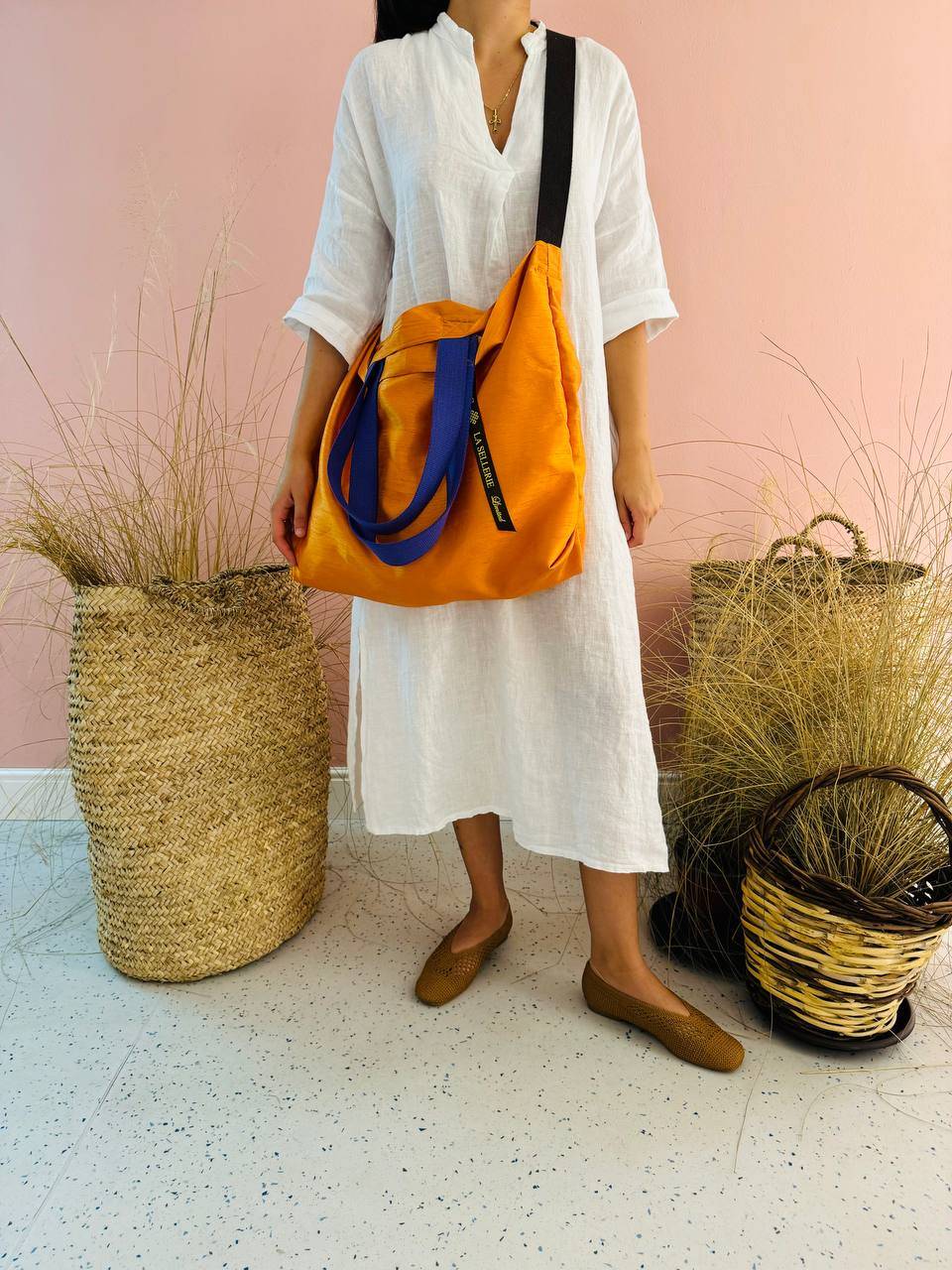 La Sellerie POP BAG Shantung arancio Qualità Garantita
