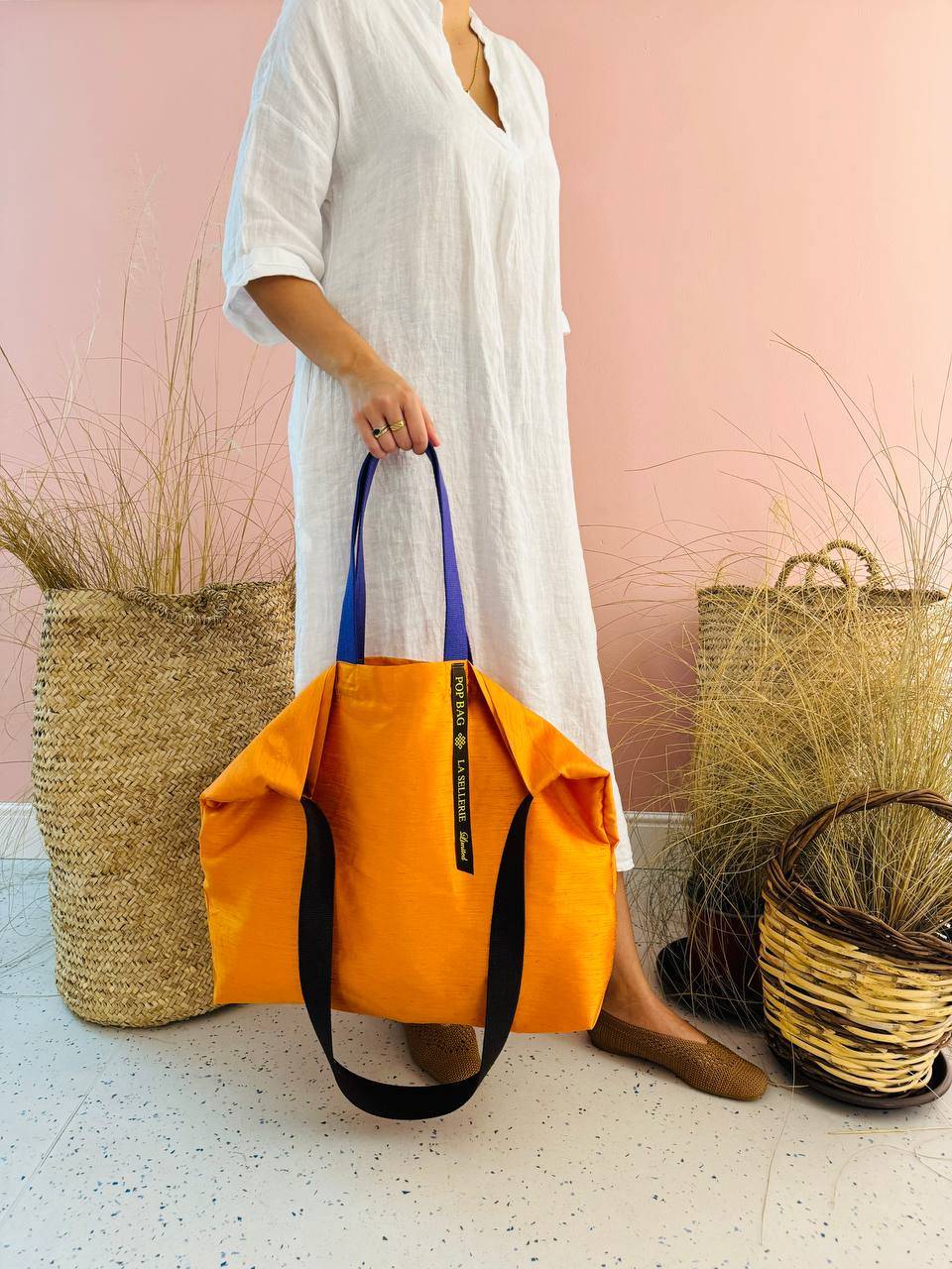 La Sellerie POP BAG Shantung arancio Qualità Garantita