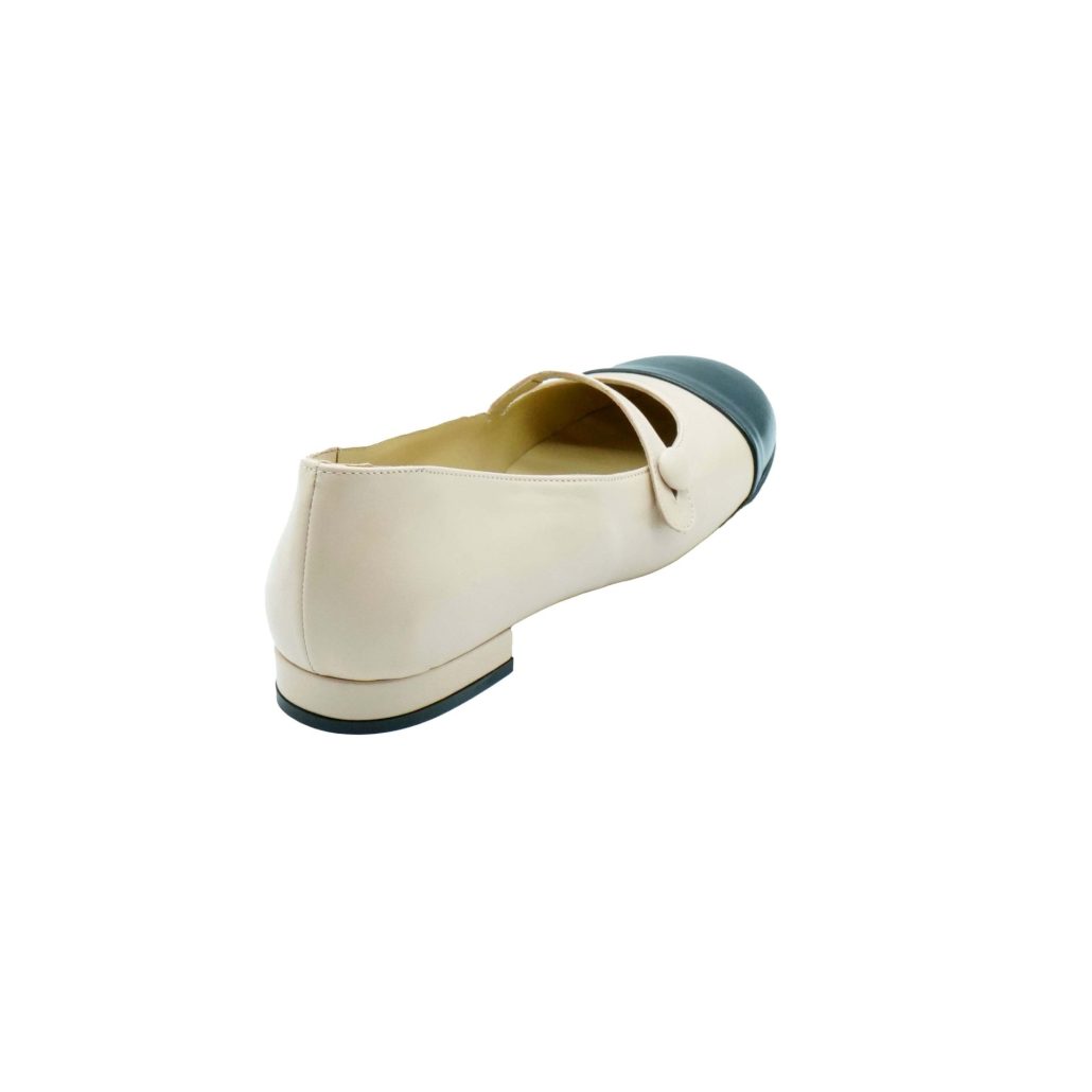 ﻿Lea Gu ballerina in nappa con punta in contrasto, tacco 10mm Qualità