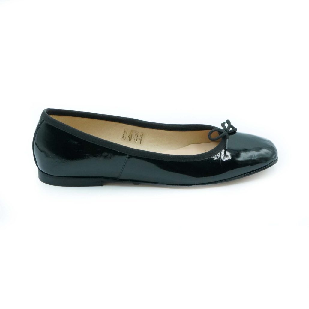 Lea Gu ballerina in vernice, fiocco frontale, punta quadrata, tacco 10mm Vendita