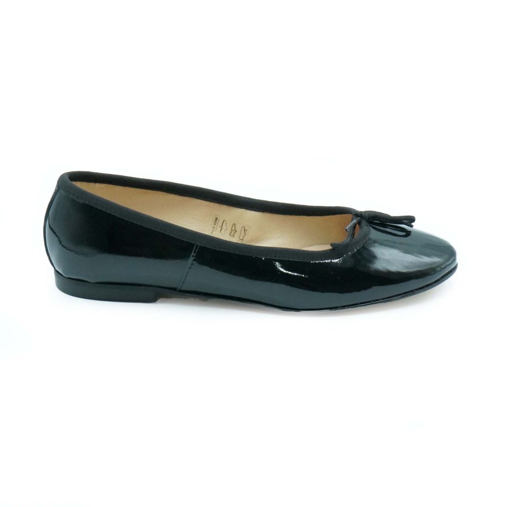 Lea Gu ballerina in vernice, fiocco frontale, punta tonda, tacco 10mm Promozione