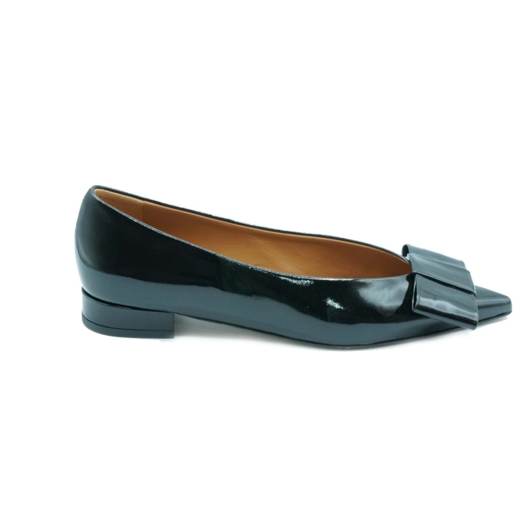 Lea Gu ballerina in vernice, fiocco frontale, tacco 10mm