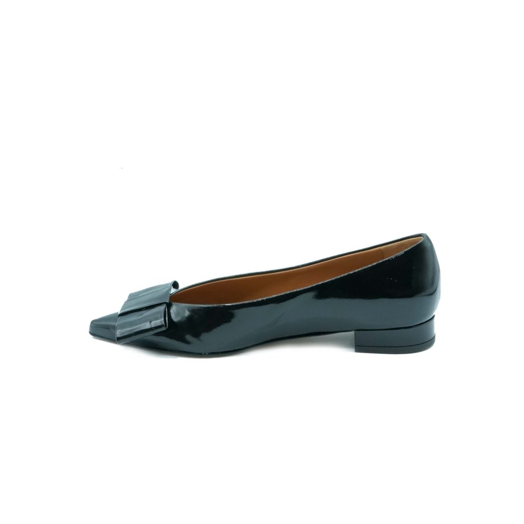 Lea Gu ballerina in vernice, fiocco frontale, tacco 10mm Consegna Veloce