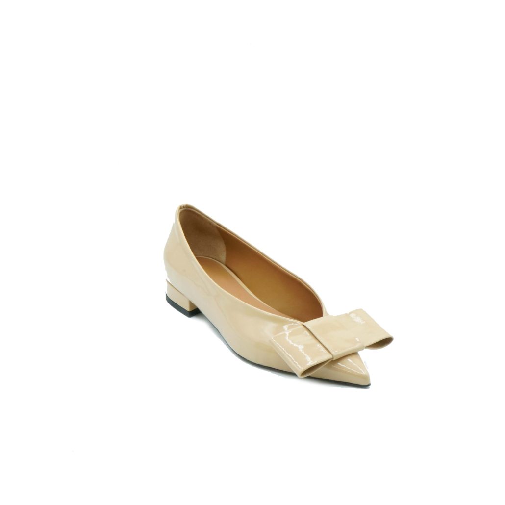 Lea Gu ballerina in vernice, fiocco frontale, tacco 10mm Consegna Veloce
