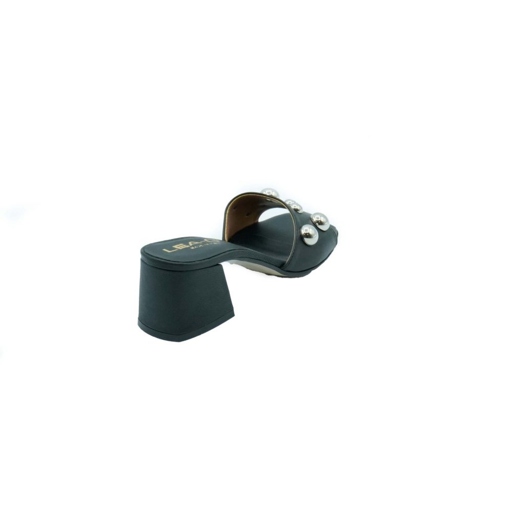 Lea Gu ciabatta in nappa, fascia frontale con borchie, tacco 50mm Promozione Limitata