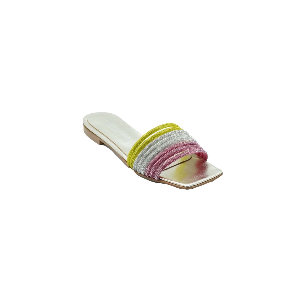 Lea Gu ciabattina in nappa laminata, fasce frontali, punta quadrata, tacco 10mm Prezzo Ridotto