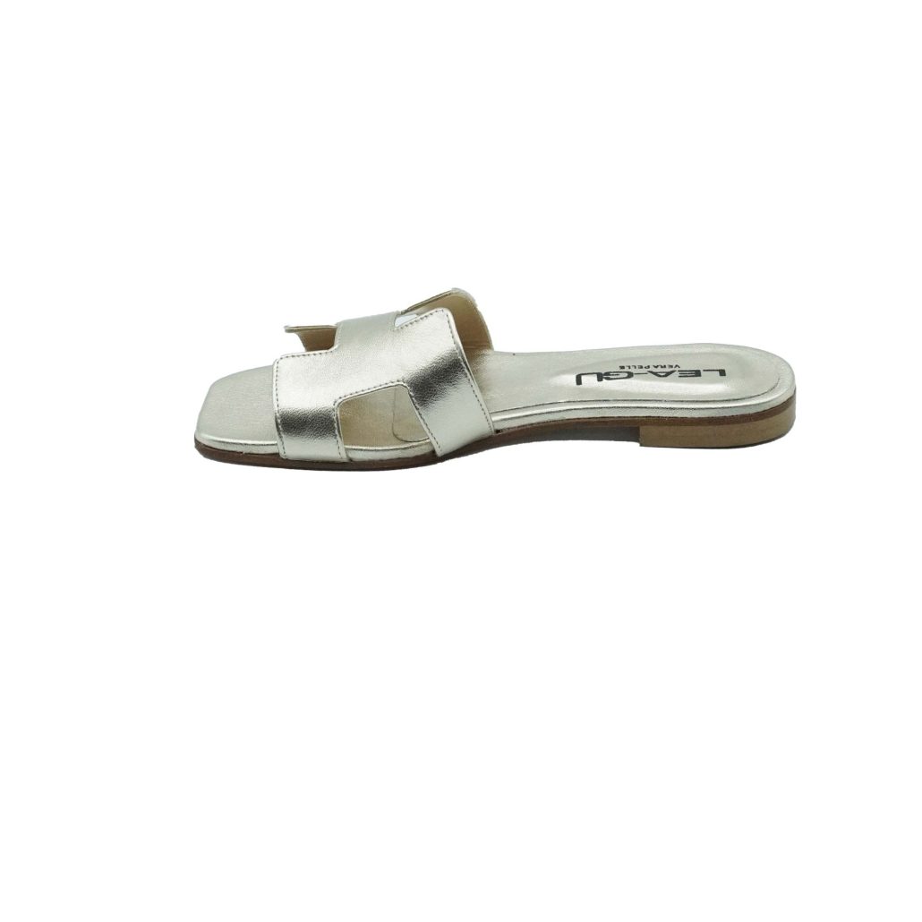 Lea Gu ciabattina in nappa laminata, fascia frontale, punta quadrata, tacco 10mm Convenienza