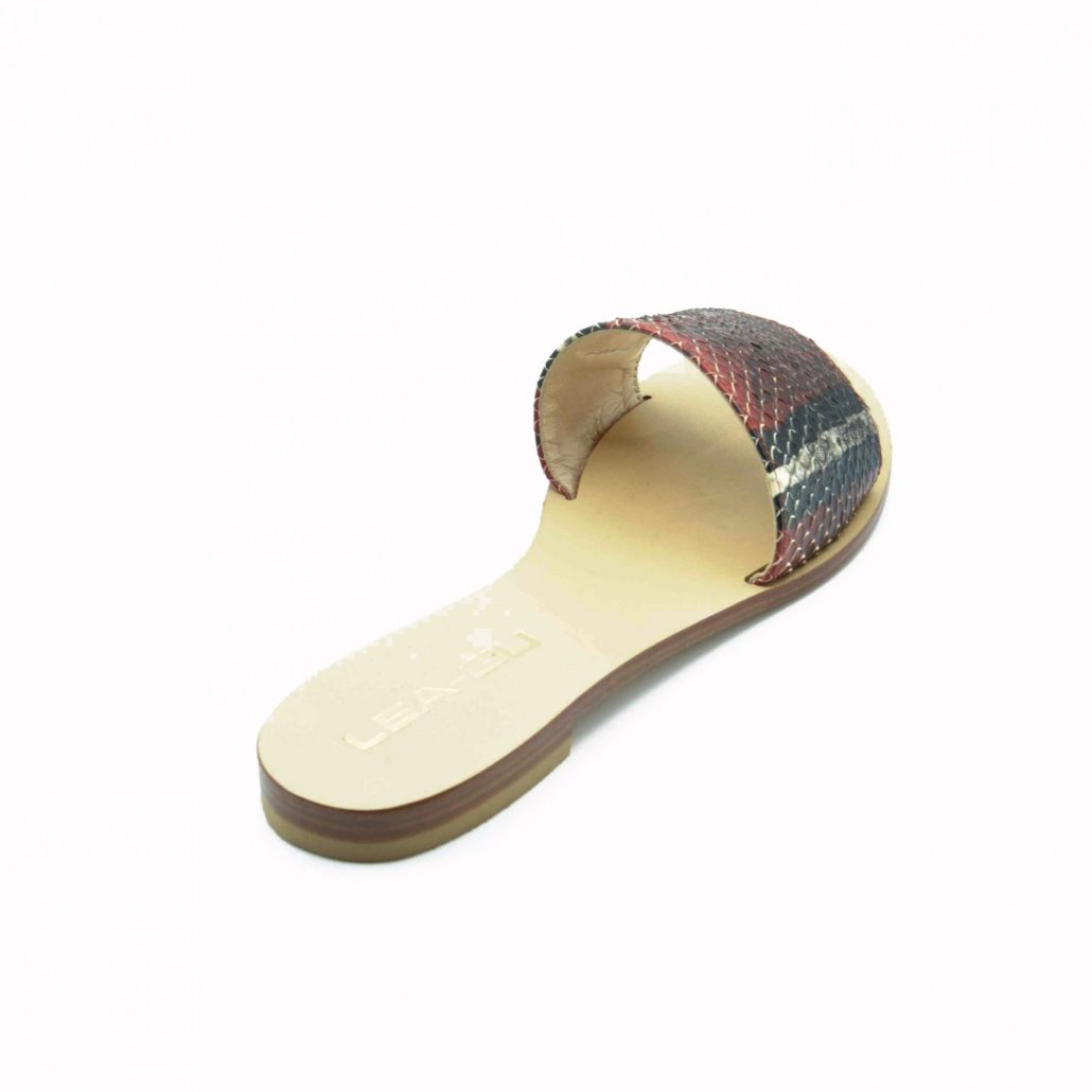 Lea Gu ciabattina in nappa stampa pitone, fascia frontale, tacco 15 mm Novità