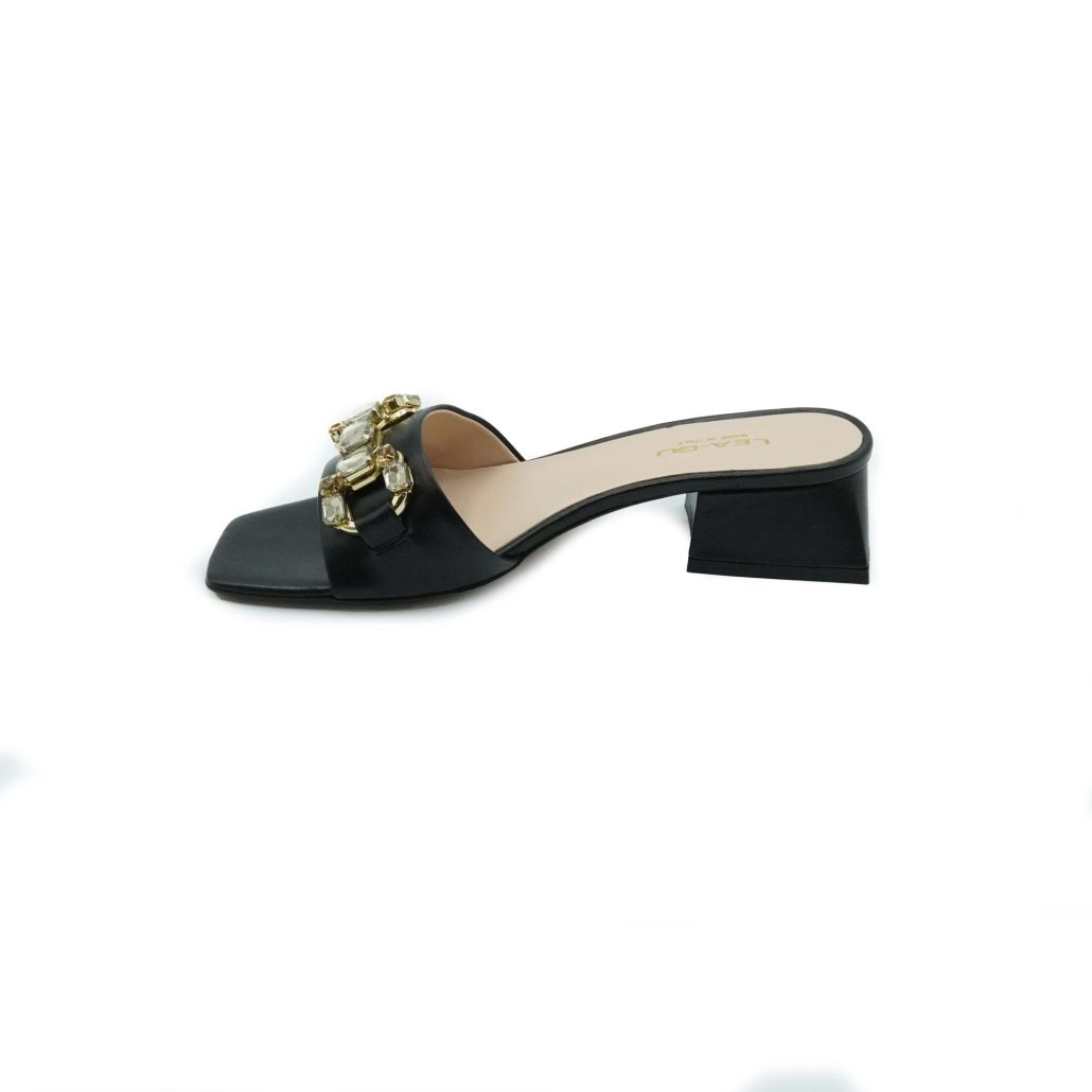 Lea Gu ciabattina in nappa, fascia con accessorio frontale, tacco 45 mm Offerta