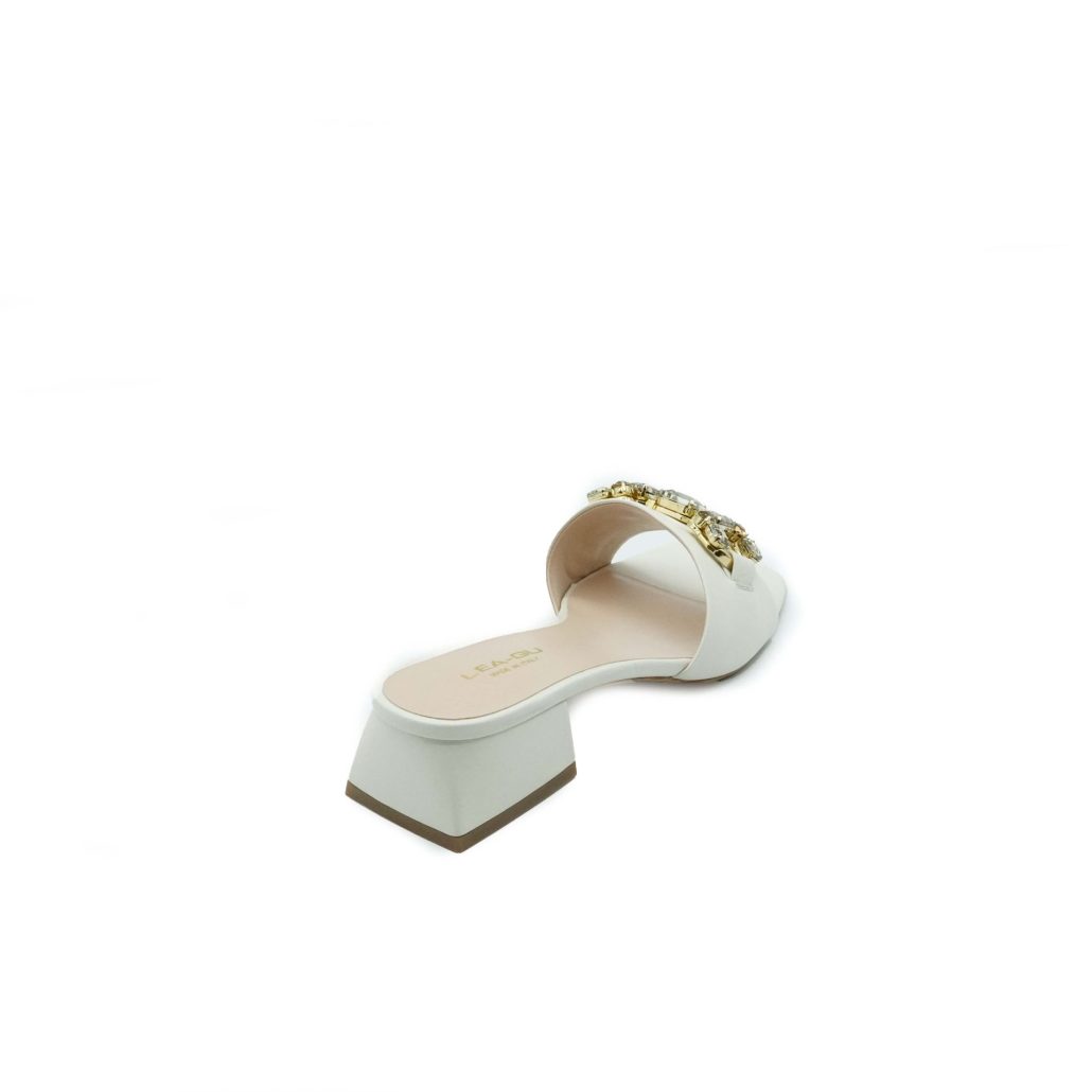 Lea Gu ciabattina in nappa, fascia con accessorio frontale, tacco 45 mm Offerta