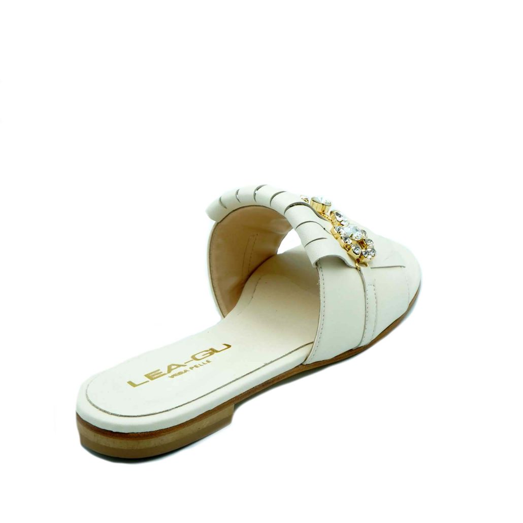 Lea Gu ciabattina in nappa, fascia con frange e accessorio frontale, tacco 10mm Economico