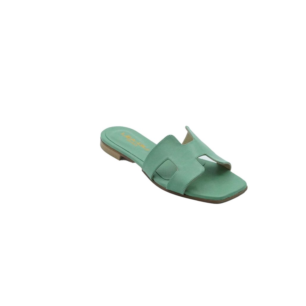 Lea Gu ciabattina in nappa, fascia frontale, punta quadrata, tacco 10mm In Vendita