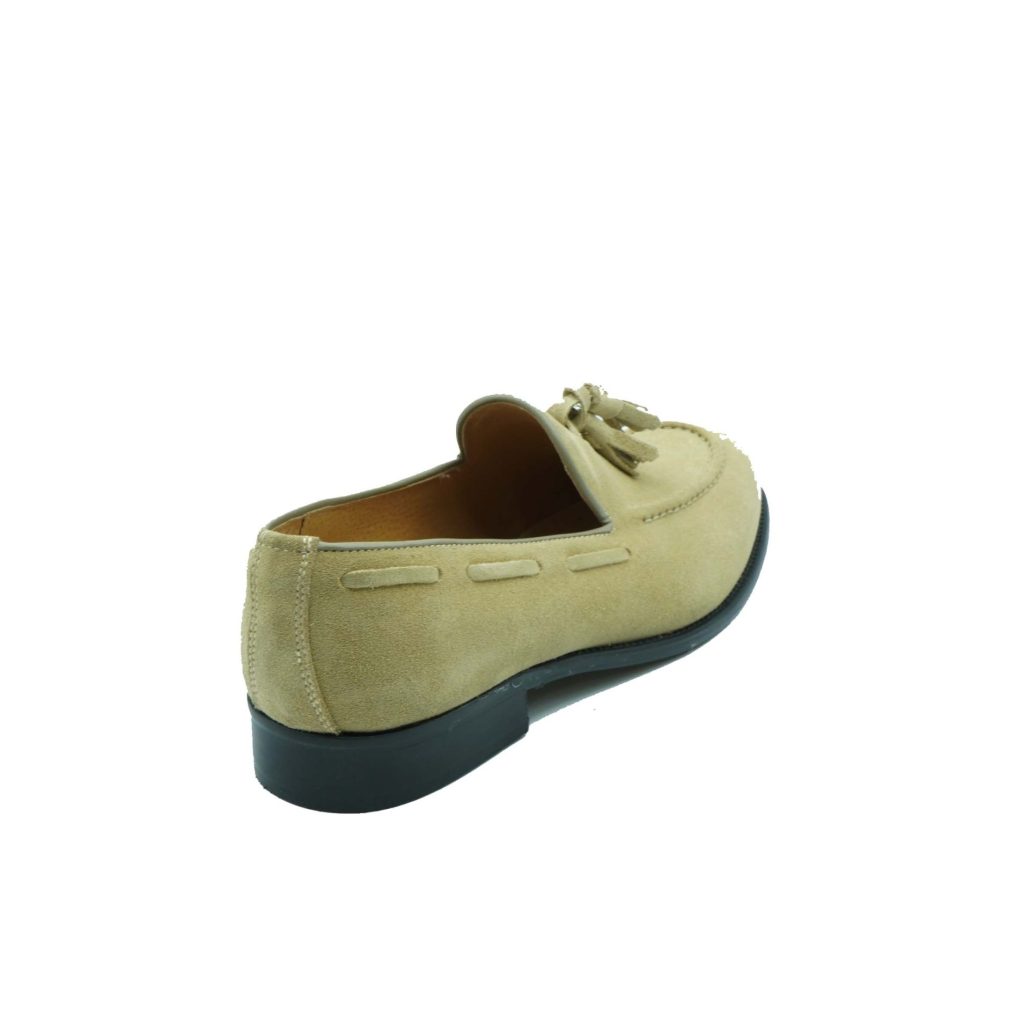 Lea Gu mocassino in camoscio, nappine frontali, fondo cuoio 25mm Vendita Economica