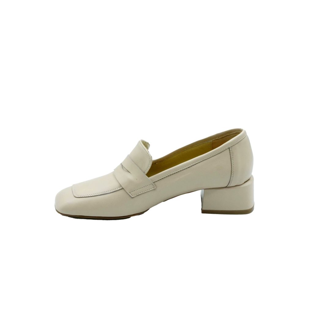 Lea Gu mocassino in nappa, punta quadrata, bocca di leone frontale, tacco 35mm Negozio