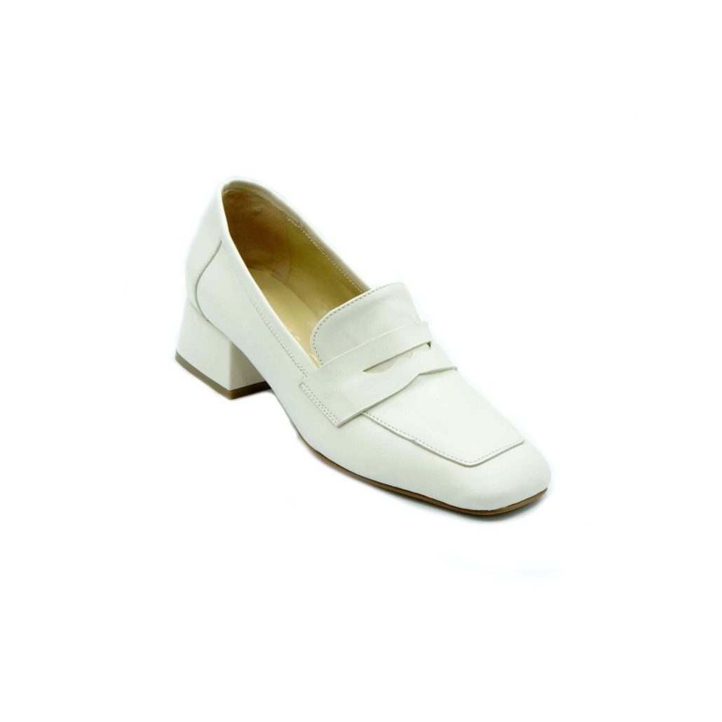 Lea Gu mocassino in nappa, punta quadrata, bocca di leone frontale, tacco 35mm Negozio