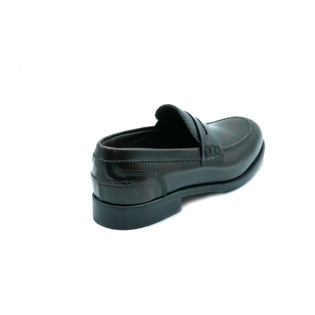 Lea Gu mocassino in vitello abrasivato, bocca di leone frontale, tacco 25mm Nuova