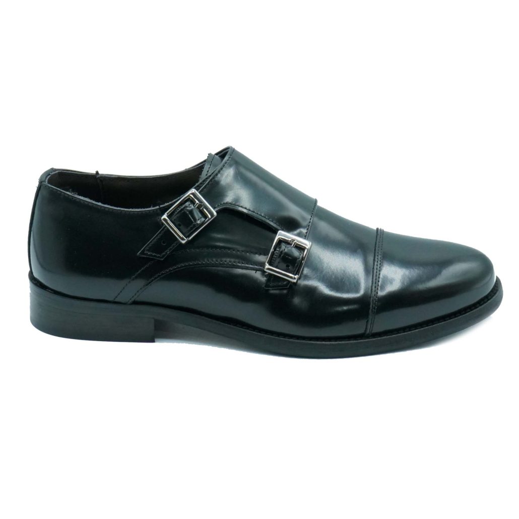 Lea Gu mocassino in vitello abrasivato, doppia fibbia frontale, tacco 25mm Moda