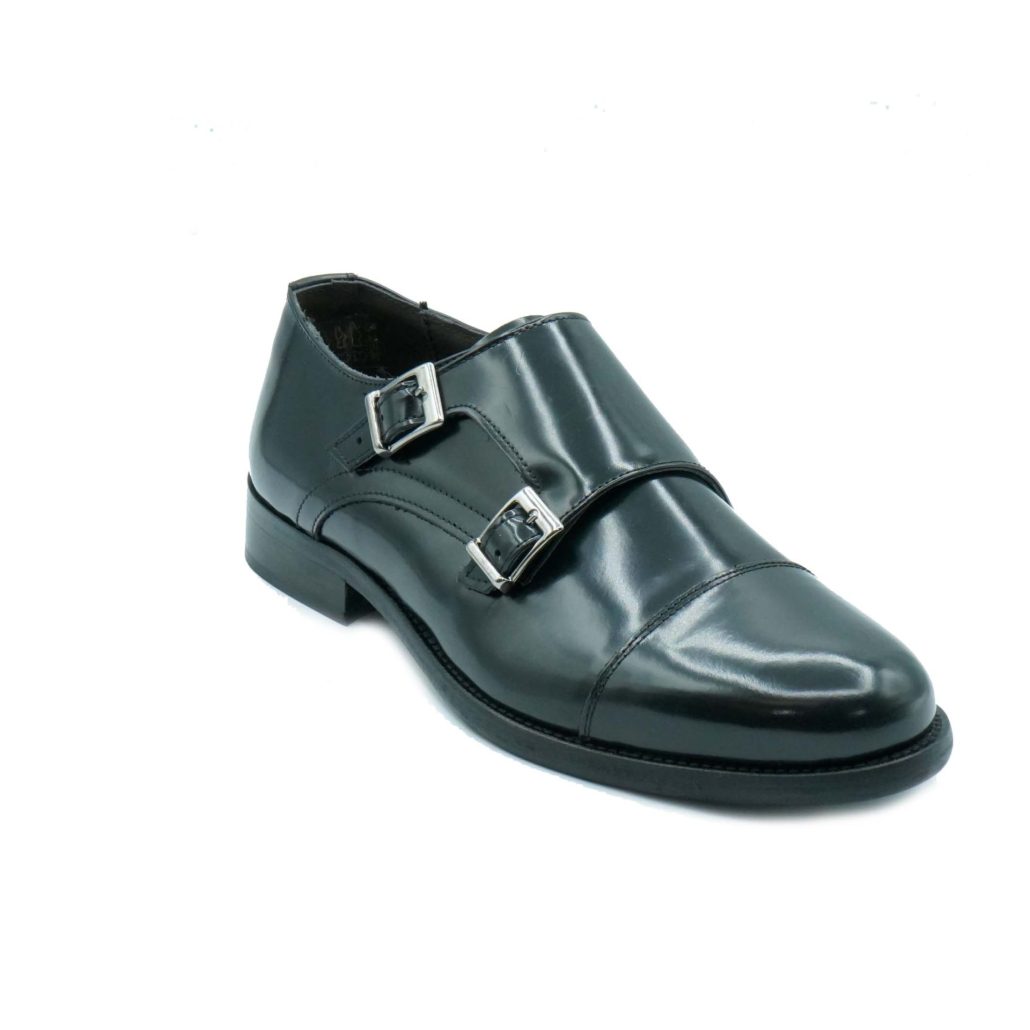 Lea Gu mocassino in vitello abrasivato, doppia fibbia frontale, tacco 25mm Moda