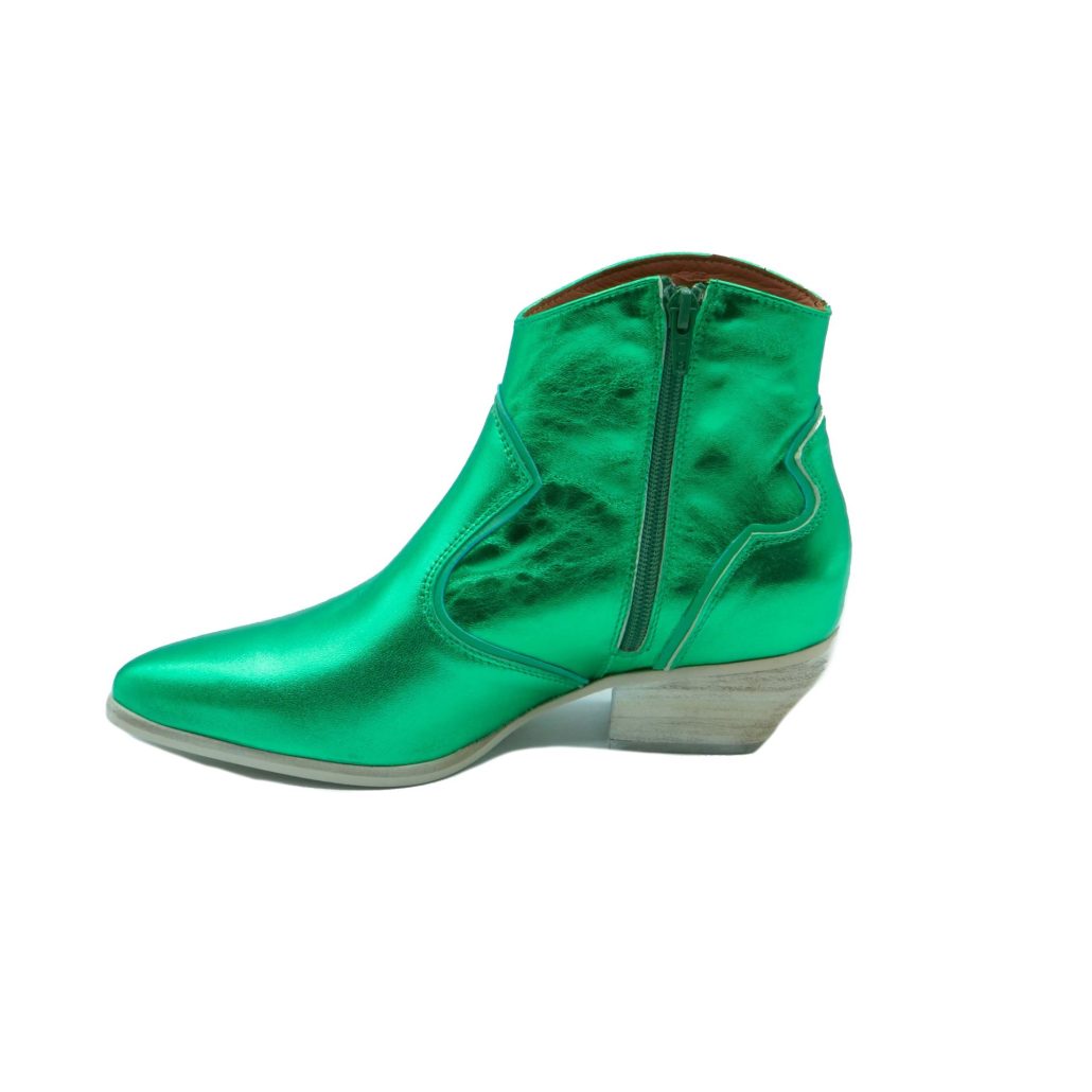 Lea Gu texano in nappa laminata con inserti in nappa, zip interna, tacco 40mm Sconto