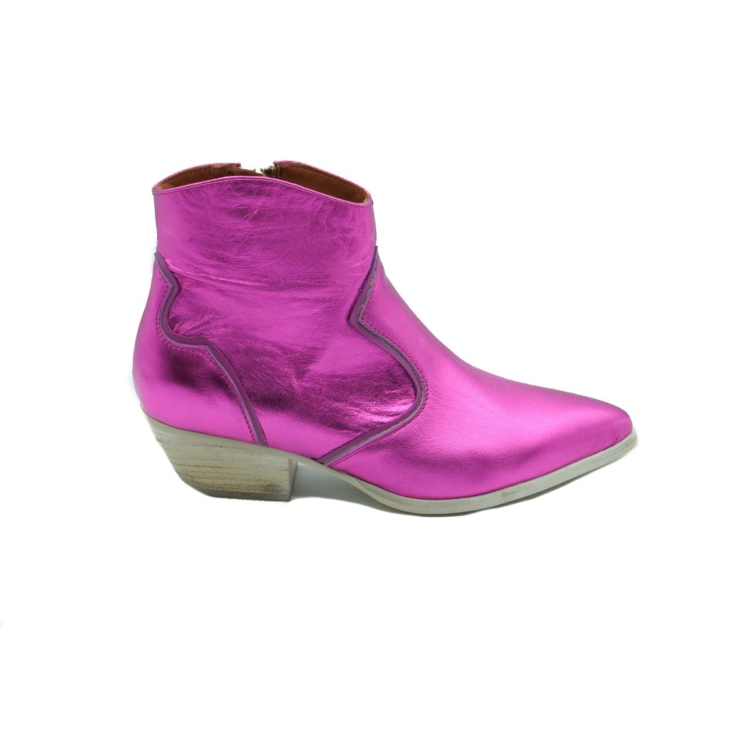 Lea Gu texano in nappa laminata con inserti in nappa, zip interna, tacco 40mm Sconto
