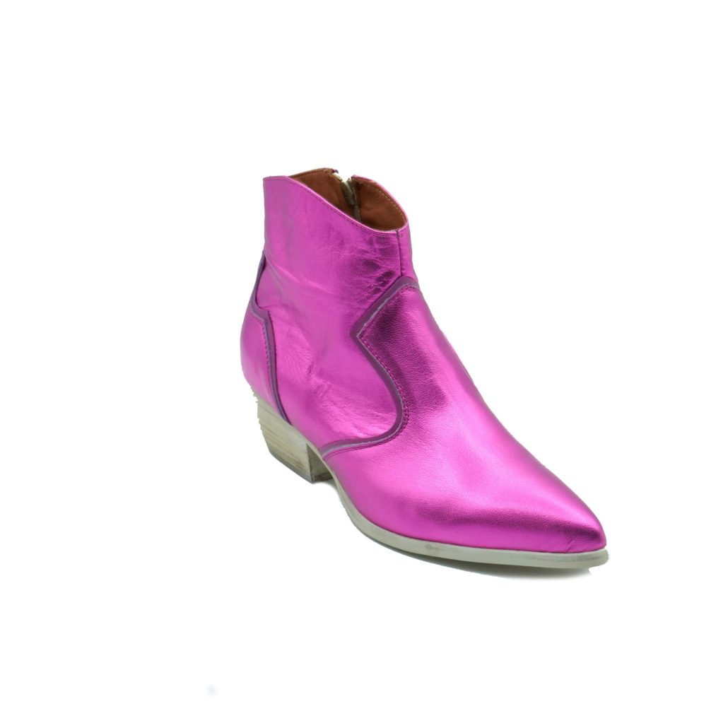 Lea Gu texano in nappa laminata con inserti in nappa, zip interna, tacco 40mm Sconto