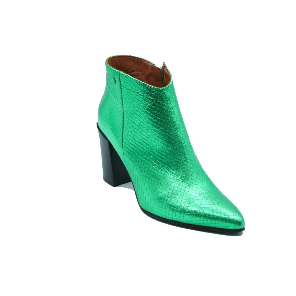 Lea Gu tronchetto in nappa laminata, zip interna, tacco in contrasto 80mm Offerta