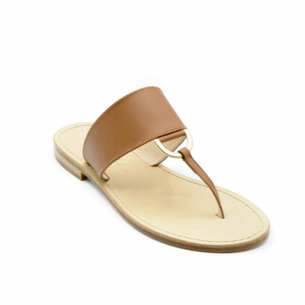 Lea Gu infradito in nappa, accessorio oro frontale, tacco 10 mm Offerte