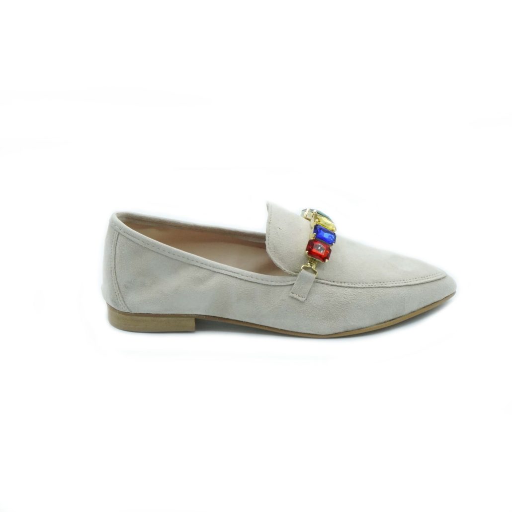 Lea Gu mocassino in camoscio, accessorio frontale, tacco 10mm Vendita Calda