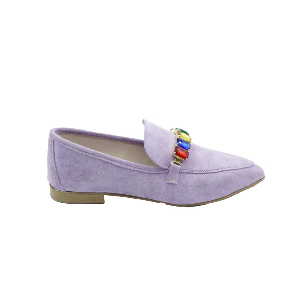 Lea Gu mocassino in camoscio, accessorio frontale, tacco 10mm Vendita Calda