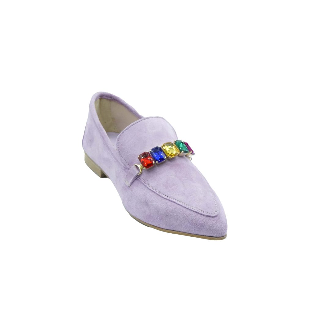 Lea Gu mocassino in camoscio, accessorio frontale, tacco 10mm Vendita Calda