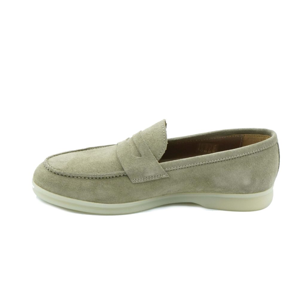Lea Gu mocassino in camoscio, bocca di leone frontale, fondo gomma 20mm Vendita Economica