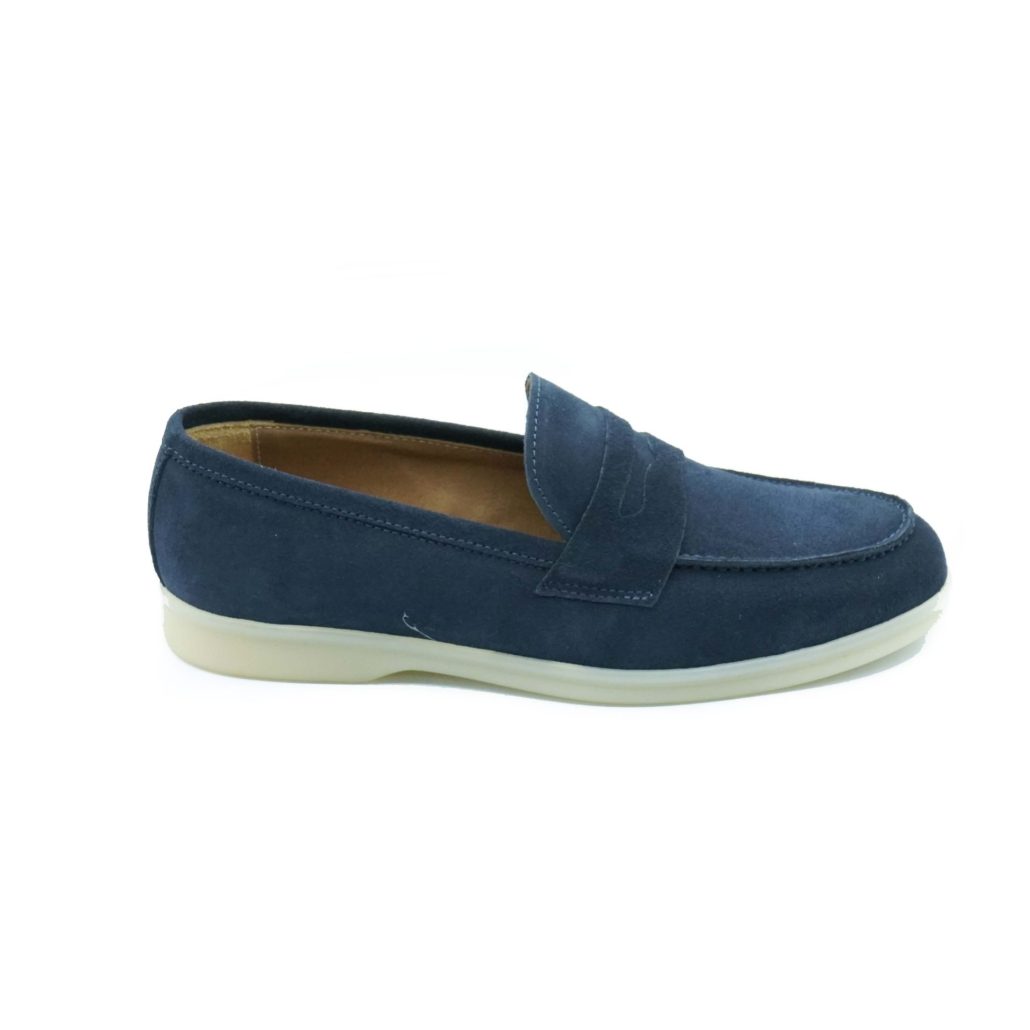 Lea Gu mocassino in camoscio, bocca di leone frontale, fondo gomma 20mm Vendita Economica