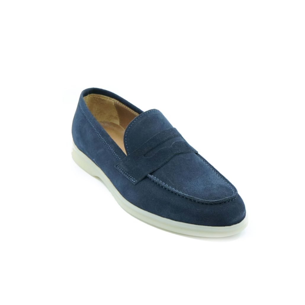 Lea Gu mocassino in camoscio, bocca di leone frontale, fondo gomma 20mm Vendita Economica