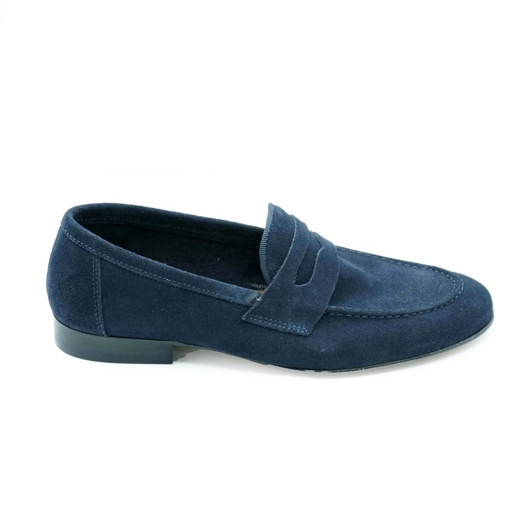 Lea Gu mocassino in camoscio, bocca di leone frontale, tacco 20mm