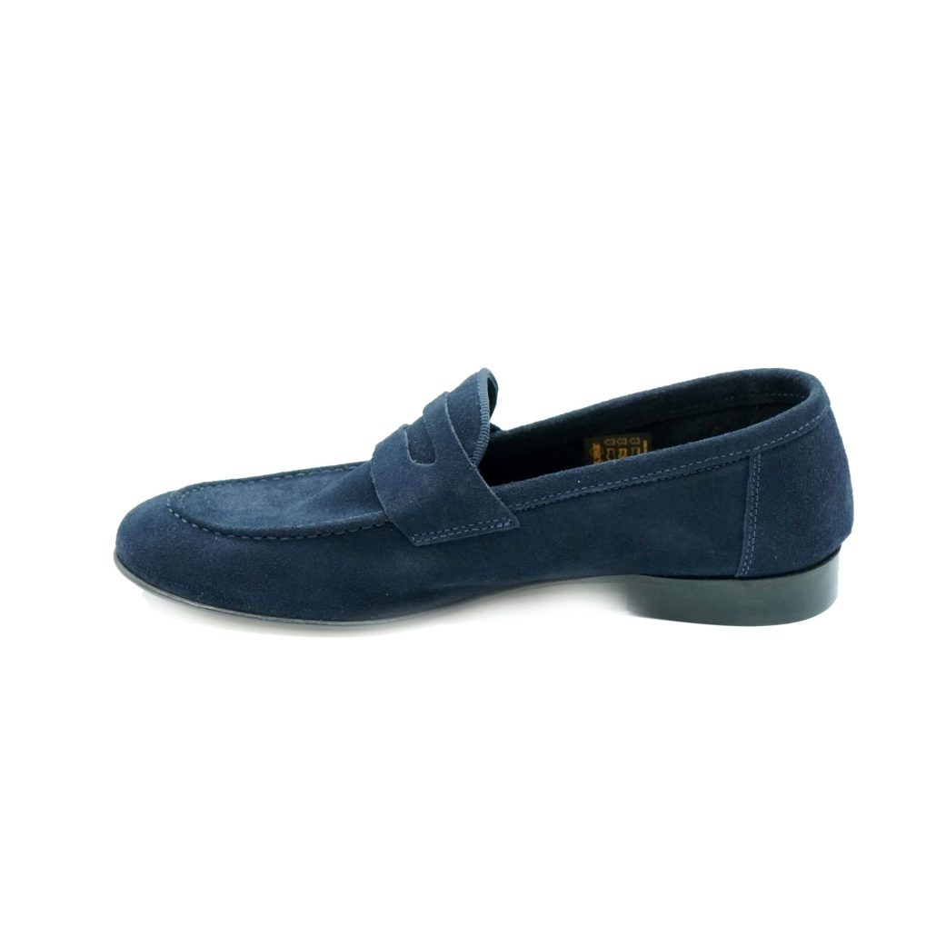 Lea Gu mocassino in camoscio, bocca di leone frontale, tacco 20mm Saldi Di Fabbrica