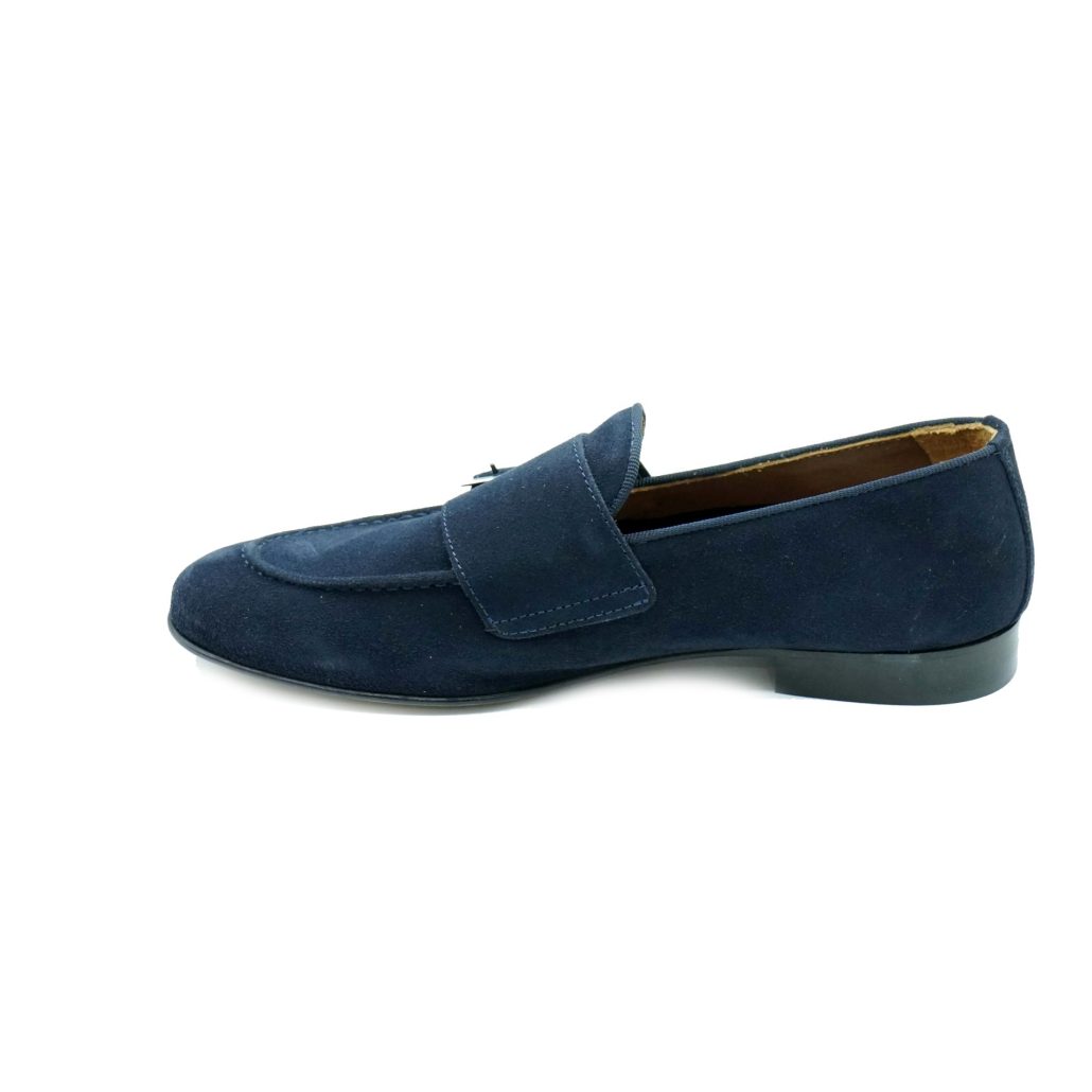 Lea Gu mocassino in camoscio, doppia fibbia frontale, tacco 20mm Vendite Flash
