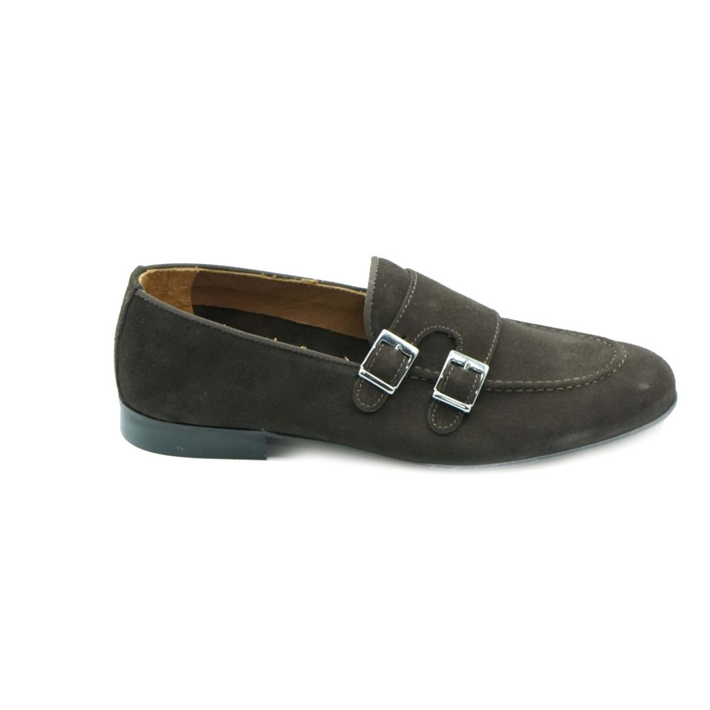 Lea Gu mocassino in camoscio, doppia fibbia frontale, tacco 20mm Vendite Flash