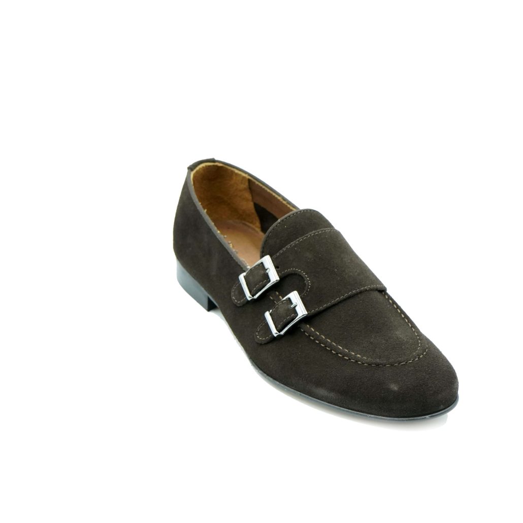 Lea Gu mocassino in camoscio, doppia fibbia frontale, tacco 20mm Vendite Flash