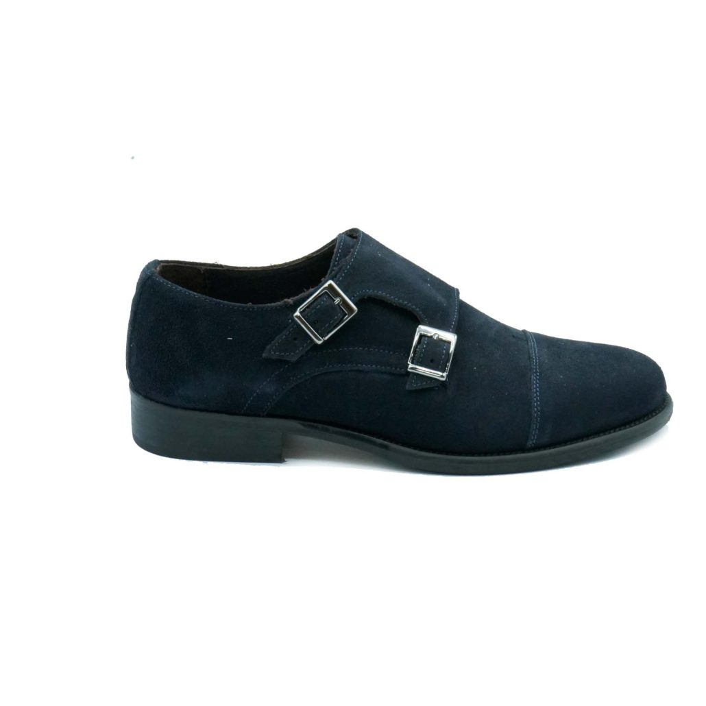 Lea Gu mocassino in camoscio, doppia fibbia frontale, tacco 25mm Negozio