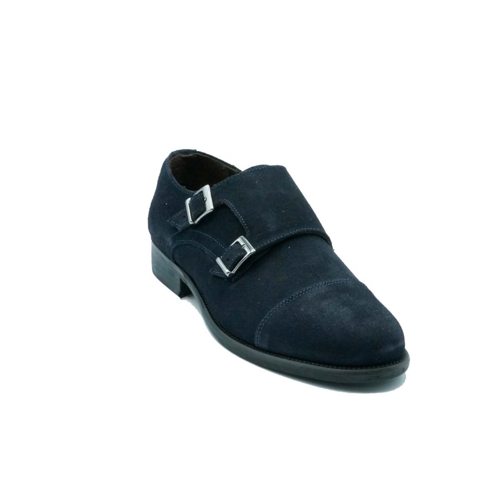 Lea Gu mocassino in camoscio, doppia fibbia frontale, tacco 25mm Negozio
